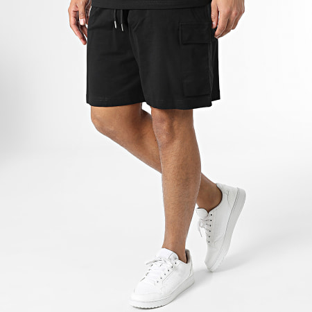 Black Industry - Conjunto de camiseta negra y pantalón corto de jogging