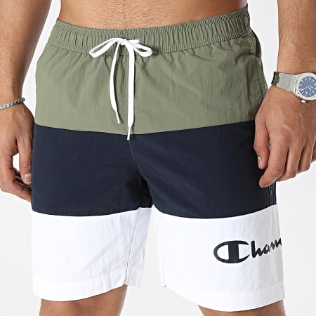 Champion - Pantaloncini da bagno 218722 Bianco Navy Verde Khaki