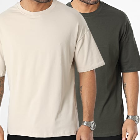 LBO - Lote De 2 Camisetas Oversize Grande 1070521 Beige Verde Caqui