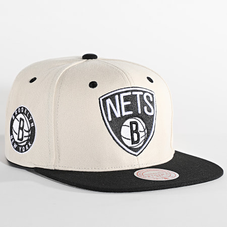 Mitchell and Ness - Cappello snapback bicolore Sail Brooklyn Nets Beige Nero