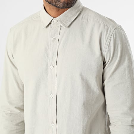 Only And Sons - Camicia slim beige a maniche lunghe