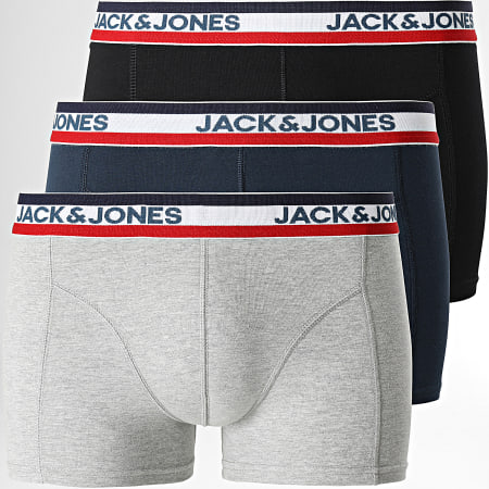 Jack And Jones - Juego De 3 Negro Azul Marino Gris Boxer Tape