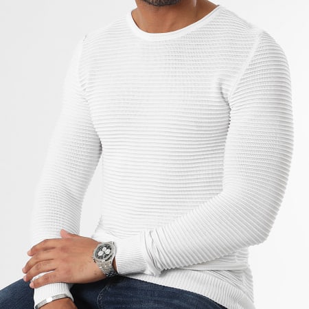 LBO - Pull Maille Texturé 0386 Blanc