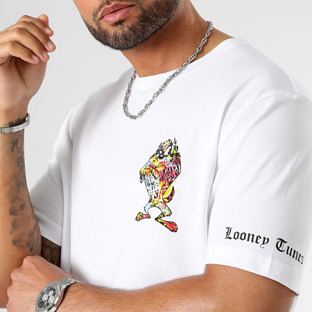 Looney Tunes - Tee Shirt Oversize Large Sleeve Taz Blanc