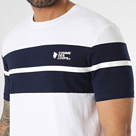 Comme Des Loups - Camiseta Wimbledon Blanca Azul Marino