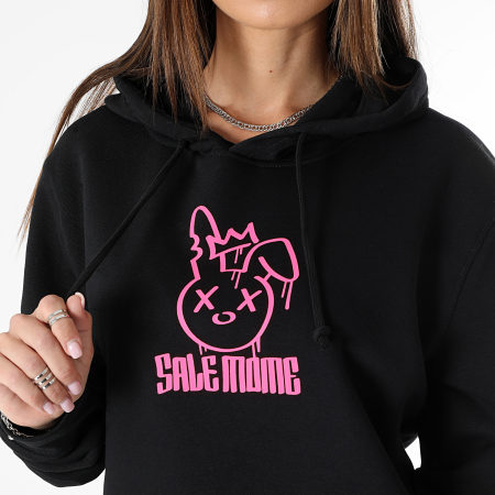 Sale Môme Paris - Sudadera con capucha King Rabbit Negro Rosa Fluo