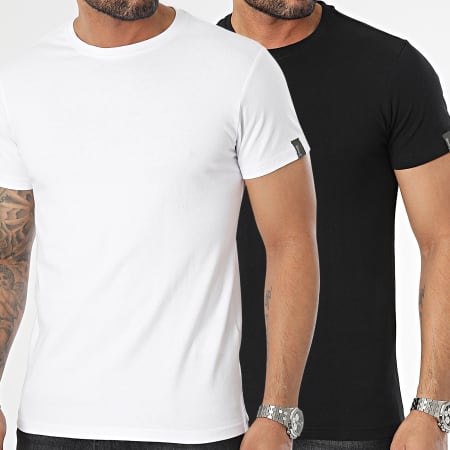 Schott NYC - Lote de 2 Camisetas TS01MC Blanco Negro