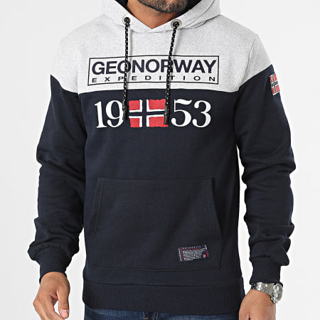 Sweat à Capuche Geographical Norway Homme - Flyer - Zip Complet - Coton/Polyster - Confortable Et Chaud