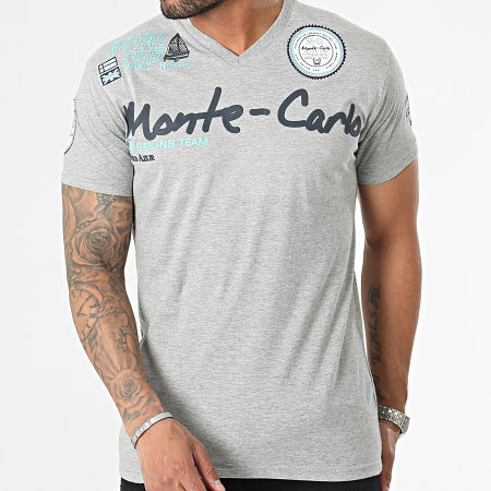 Geographical Norway - Tee Shirt Col V Gris Chiné