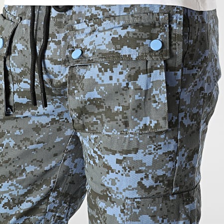 John H - Pantalon Cargo Gris Bleu Clair Camouflage