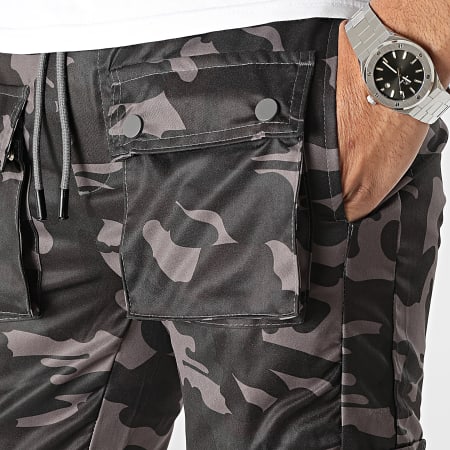 John H - Pantalon Cargo Gris Anthracite Noir Camouflage