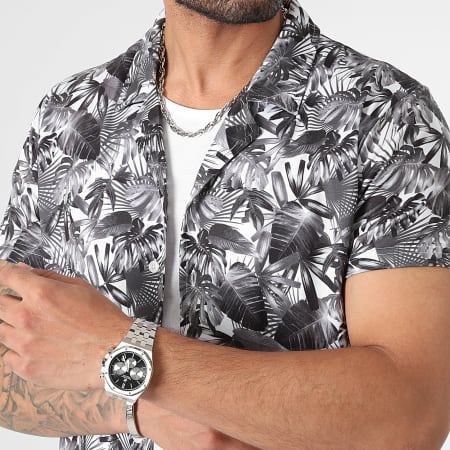 LBO - Camicia a maniche corte con stampa tropicale 2973 Bianco Grigio