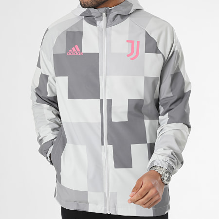 Adidas Performance - Juventus FC HS9800 Chaqueta gris con capucha y cremallera
