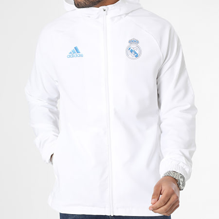 Adidas Performance - Real Madrid FC HT6459 Chaqueta blanca con cremallera y capucha