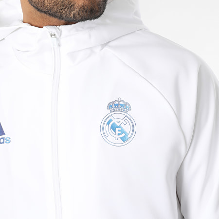 Adidas Performance - Real Madrid FC HT6459 Chaqueta blanca con cremallera y capucha