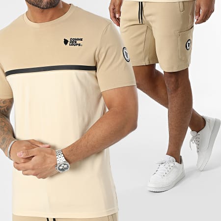 Comme Des Loups - Set di maglietta e pantaloncini da jogging Everest Manhattan beige