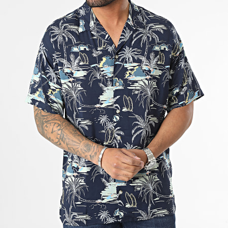 Produkt - Camicia a maniche corte blu navy con fiori