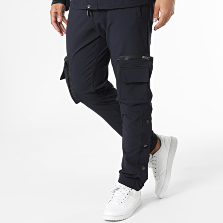 Classic Series - Set giacca con zip e pantaloni cargo blu navy
