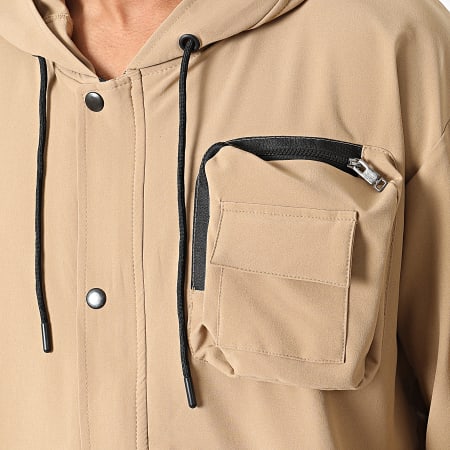 Classic Series - Conjunto de chaqueta con cremallera y pantalón cargo beige oscuro