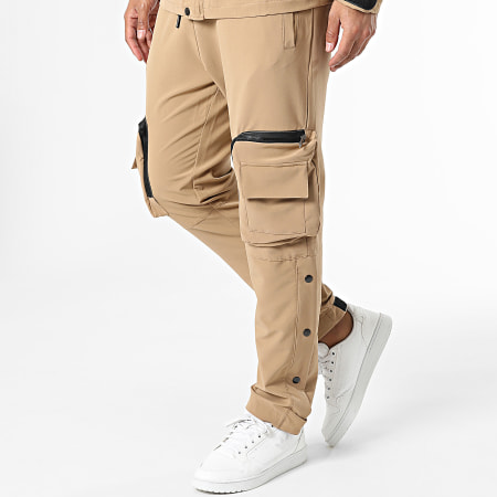 Classic Series - Set giacca con zip e pantaloni cargo beige scuro