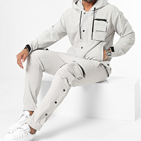 Classic Series - Set giacca con zip e pantaloni cargo grigi