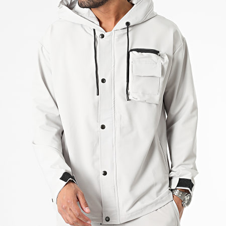 Classic Series - Conjunto de chaqueta gris con cremallera y pantalón cargo