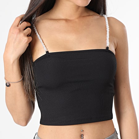 Only - Canotta Unina Pearl Crop Donna Nero