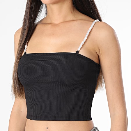 Only - Canotta Unina Pearl Crop Donna Nero