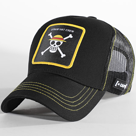 Capslab - Trucker Sombrero de Paja Crew Negro Amarillo