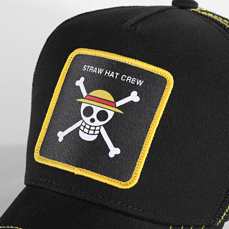 Capslab - Casquette Trucker Straw Hat Crew Noir Jaune