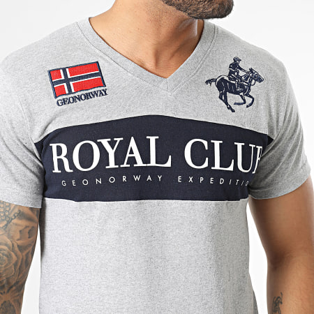 Geographical Norway - Tee Shirt Col V Jahorse Gris Chiné