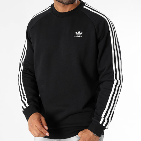 Adidas Originals - Sudadera de rayas con cuello redondo para mujer IA4861 Negro