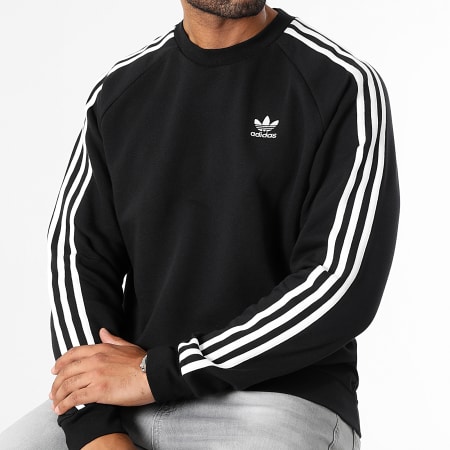 Adidas Originals - Sudadera de rayas con cuello redondo para mujer IA4861 Negro