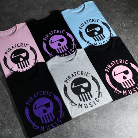 Piraterie Music - Tee Shirt Logo Noir Lavande