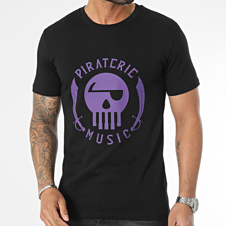 Piraterie Music - Tee Shirt Logo Noir Violet