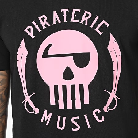 Piraterie Music - Tee Shirt Logo Noir Rose