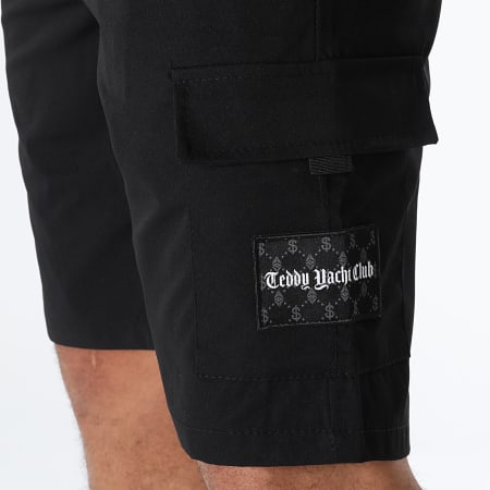Teddy Yacht Club - Pantalón corto cargo 0029 negro con parches