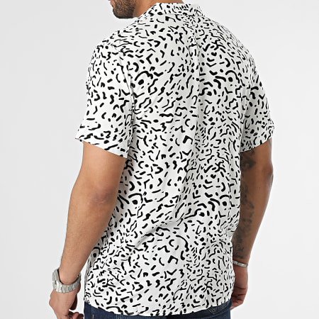 Mackten - Camisa Manga Corta Leopardo Blanco Negro