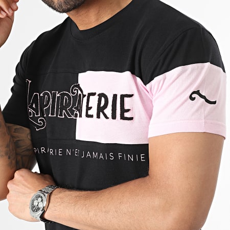 La Piraterie - Camiseta Big Logo Negro Rosa