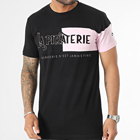 La Piraterie - Camiseta Big Logo Negro Rosa