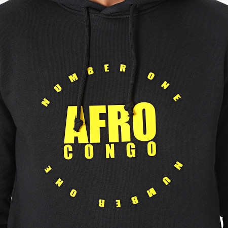 INNOSS'B - Sweat Capuche Afro Congo Noir Jaune