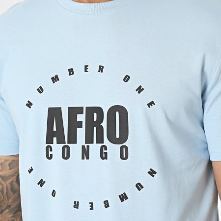 INNOSS'B - Tee Shirt Afro Congo Bleu Clair Noir