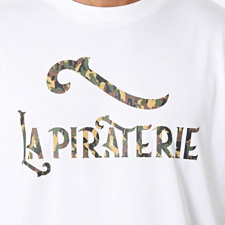 La Piraterie - Tee Shirt Oversize Large Logo Camouflage Blanc Kaki