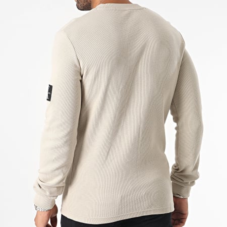 Calvin Klein - Sweat Crewneck Monogram Badge Waffle 3485 Beige