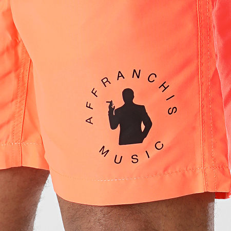 Affranchis Music - Short De Bain Logo Orange Fluo Noir