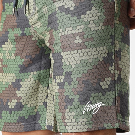 Wrung - Pantalón corto de camuflaje verde píxel