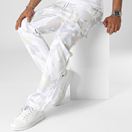 ADJ - Pantalon Cargo Camouflage Blanc Beige