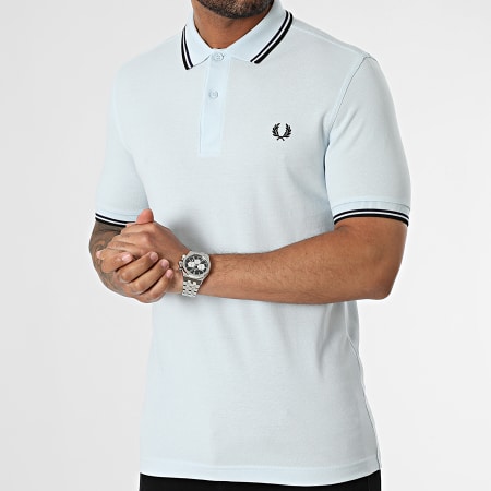 Fred Perry - Polo Manches Courtes Twin Tipped M3600 Bleu Ciel