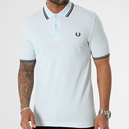 Fred Perry - Polo Manches Courtes Twin Tipped M3600 Bleu Ciel