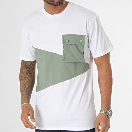 John H - Tee Shirt Poche Blanc Vert